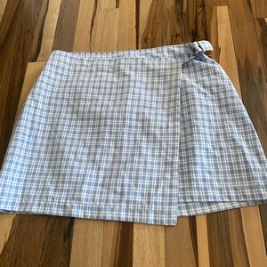 Blue and white wrap skirt
